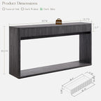 OKD 63" Fluted Console Table for Entryway, Modern Entryway Table with 2 Large Drawers, Long Sofa Table Behind Couch for Living Room, Hallway, Couch, Foyer，Dark Alder