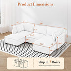 Vesgantti 109" U Shaped Cloud Sectional Sofa, Comfy Corduroy Upholstered Sectional Modular Sofas for Living Room, Modern Modular Couch with 2 Ottoman Deep Seat, Warm White