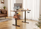 YDN Electric Standing Desk Adjustable Height, 48 x 24 Inches Stand up Desk with Cable Management, Home Office Desks with Splice Board & Black Frame, Rustic Brown Top