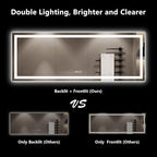 96x36 Inch LED Bathroom Mirror with Lights Front and Backlit Lighted Vanity Mirror for Bathroom Wall with 3 Colors Dimmable Anti-Fog Memory Shatter-Proof IP54 Waterproof Horizontal/Vertical