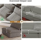 Cloud Couch Modular Sectional Sofa with Storage Ottoman,L Shaped Couch for Living Room,120.45inch Down Filled 4 Seater Convertible Sectional Sofas,Covers Washable&Replaceable (Grey)