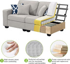Legend Vansen Modular Sectional Sofa U Shaped Couch with Ottoman Modern Reversible Corner Sectional Couch for Living Room (Light Grey, 2+3)