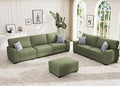 Wanderwell Oversized Modular Sectional Sofa, 6-Seater U Shaped Couches with Movable Ottoman,Corduroy Sectional Couch with Wide and Deep Seats Suitable for Living room,Bedroom,Apartment (Olive, 2+3+OT)