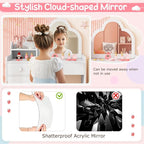 Costzon Kids Vanity, 2 in 1 Girls Vanity Set with Mirror, Drawers, Storage Shelf & Cabinet, Makeup Vanity Desk Dressing Table, Kids Vanity Table and Chair Set for Little Girls (White)