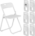 30 Pack White Plastic Folding Chairs, Indoor Outdoor Portable Stackable Commercial Seats with Steel Frame for Home Office Wedding Party Events Kitchen Dining, 350lb Capacity