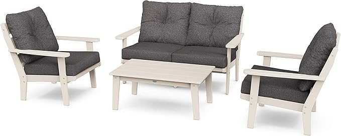 POLYWOOD® Lakeside Deep Seating Set, Sand/Ash Charcoal