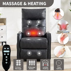 PELUMY Manual Lift Recliner Chair with Massage and Heat for Elderly, Single Motor Electric Lift Chair, Heavy Duty Recliner with USB Charging & Side Pockets (Breathable Leather, Grey)
