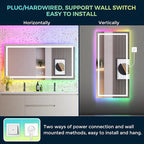 72x36 Inch RGB LED Bathroom Mirror Front Light and RGB Backlit Lighted Vanity Mirror for Bathroom Wall Mounted Dimmable Anti Fog Memory Shatter-Proof IP54 Waterproof Horizontal/Vertical