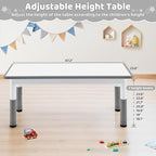 Toddler Table, 7 Level Height Adjustable Kids Play Furniture for Ages 3-8, Rectangular Plastic, 23.6" W x47.2 L, Multi-Activity Desk with Graffiti Desktop for Home & Daycare