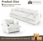 114” Oversized Modular Sectional Sofa, Comfy Down Fill Cloud Couch, 3 Seater Modular Sofa Couch with One Single Seat, Convertible Sectional Couches for Living Room, Linen, Cream White