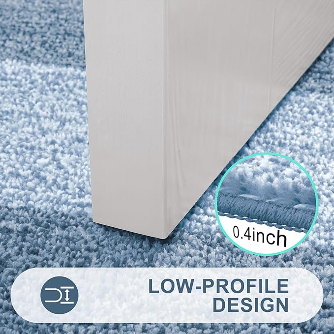 Kitinjoy Indoor Outdoor Door Mat, 32x20 Non-Slip Absorbent Dirt Trapper, Low-Profile Washable Inside Entrance Front Floor Mat, Sturdy Soft Entry Doormats for Entryway, Light Blue