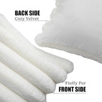 Neelvin Cream White Faux Fur Cozy Soft Striped Decorative Throw Pillow Covers 26x26 inch Set of 2,Velvet Pillowcase Cushion Case for Sofa Couch