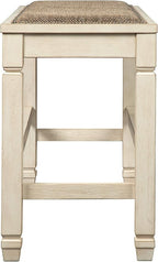 Signature Design by Ashley Bolanburg Double Upholstered Bench, Counter Height, Whitewash