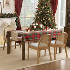 Upholstered Wooden Dining Chairs Set of 4, Farmhouse Kitchen & Dining Room Chairs with Cane Back, Accent Dining Table Chairs Beige Linen Seat for Kitchen/Restaurant/Living Room, Beige