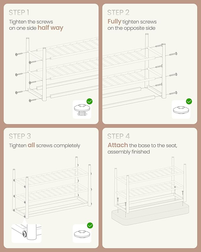 VASAGLE EKHO Collection - Shoe Rack Bench, Storage Bench for Entryway, Synthetic Leather with Stitching, Mid-Century Modern, Loads 300 lb, 11.8 x 31.5 x 19.7 Inches, Caramel Brown ULSB054K01