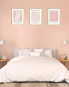 Framed Matisse Pink Canvas Wall Art,Abstract Matisse Canvas Wall Decor,16x12IN High Framed Wood Design Print,Minimalist Classic Decor Aesthetic for Living Room,Bedroom,Bathroom Set of 3