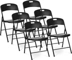 Oline Folding Chair, Indoor Outdoor Plastic Commercial Stackable Foldable Guest Chairs for Events Office Wedding Party Picnic Kitchen Dining, 350lb Capacity (Black, 6 Pack)