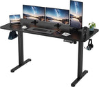 Shahoo 55 Inch Standing Desk, Electric Height Adjustable Computer Desks with Hook and Cable Hole, Black