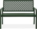 Best Choice Products Outdoor Bench 2-Person Metal Steel Benches Furniture for Garden, Patio, Porch, Entryway w/Geometric Backrest, 790lb Capacity - Dark Green