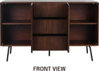 NTC Veil Sideboard with 2 Doors and 3 Drawers, Buffet Cabinet with Vertical Groove Design and Metal Legs, Storage Cabinet for Living Room, and Entryway, Effortless Assembly - Dark Walnut