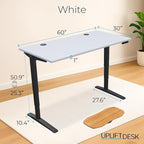 UPLIFTDESK V2 2-Leg White Laminate Wood Standing Desk – Adjustable Height, Advanced 1-Touch Memory Keypad, Under Desk Cable Management, Wire Grommets & Rocker Board (Black C-Frame, 60 x 30 inch)