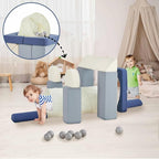 Asweets Kids Play Couch with Tunnel and Balls, Play Couch for Toddlers, Kids Foam Convertible Play Building Fort for Christmas and New Year, Blue