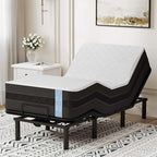 FLEXISPOT Adjustable Bed Frame Base Twin XL + 12" Cooling Gel Memory Foam Mattress, Massage, Head and Foot Incline, Zero Gravity, Zero Clearance, Under-Bed Lights, Anti-Snore, Wireless Remote