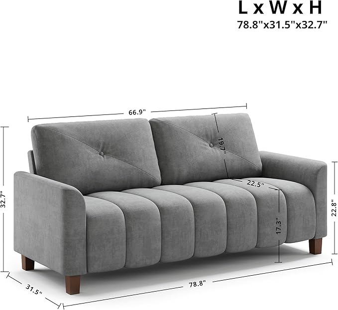 LIKIMIO Loveseat Sofa 79in, 3 Seater Couch, Modern Cloud Sofa with 23in Deep Seat with Armrest, Back Support, Easy Assembly Oversized Loveseat for Living Room, Bedroom, Office