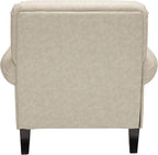 Accent Chair,22.4" Seat Depth Armchair with Roll Arms,36.6W*34.3D*34.6H Living Room Chair,Wood Legs,Set of 1,Faux Leather in Khaki