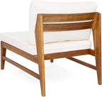 Christopher Knight Home Suri Set of 2 Acacia Wood Lounge Chair Outdoor, Contemporary Accent Chair Set with Weather Resistant Cushion, Deep Seating Armless, Comfy Patio Chairs, Teak + Cream