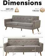 Tbfit Loveseat Sofa, 77" W Mid Century Modern Love Seat Small Loveseat for Bedroom, Button Tufted Upholstered Small Couch Sofa for Living Room, Gray