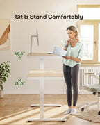 Marsail Electric Solid Standing Desk, 48 x 24 inch Standing Desk with Drawer, Sit Stand Desk with Tabletop & USB Charging Ports, Height Adjustable Desk with Storage for Home & Office Natural