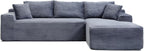 95 Inch Cloud Sectional Couch,Modular Sectional Sofa with Deep Seat,Modern Corduroy Boneless Couches with L-Shape Chaise for Living Room Bedroom,No Assembly Required (Grey, Right Facing Chaise)
