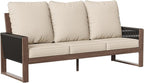 Patio Furniture 3 Seater Sofa Cedar Wood Indoor&Outdoor Couch, Outside Deep Seat High Back Porch Sofa
