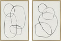 Kate and Laurel Sylvie Sylvie Modern Circles and Going in Circles Framed Linen Textured Canvas Wall Art Set by Teju Reval of SnazzyHues, 2 Piece 23x33 Gold Abstract Art Prints for Wall