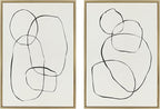 Kate and Laurel Sylvie Sylvie Modern Circles and Going in Circles Framed Linen Textured Canvas Wall Art Set by Teju Reval of SnazzyHues, 2 Piece 23x33 Gold Abstract Art Prints for Wall