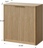 Evermagin 31.5" Oak Buffet Cabinet with Storage, Small Sideboard Cabinet, Boho Accent Credenza, Fluted Console Table with Doors for Dining Room, Kitchen, and Living Room