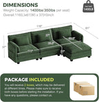 ELUCHANG 113" Modular Sectional Sofa, Comfy Cloud Couch, L Shaped Deep Seat Sofa Couches for Living Room, 4-Seater Modern Sofa with Movable Ottoman, DIY Combination - Chenille Olive Green