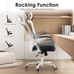 Farini Ergonomic Office Chair, Home Office Desk Chair with Headrest, High Back Computer Chair with Armrests and Adjustable Lumbar Support for Home Office Study Room, White & Black