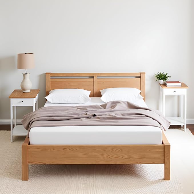 Side Table Set - Small Nightstand Set of 2 with Drawer and Open Storage Shelf - Traditional Style Bedroom or Living Room Furniture - Use as Bedside Tables or End Tables by Lavish Home (White)