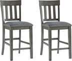Signature Design by Ashley Hallanden Modern Farmhouse Counter Upholstered Barstool, Set of 2, Comb-back Design, Solid Wood, 25.75" , Dark Gray