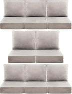 Luxury 6" Outdoor Cushions for Patio Furniture, 24x24x6" Thick Seat Cushion Set of 8, Fade Resistant Couch Chair Replacement Cushions High Density Deep Wicker Chair Cushion w/ Removable Cover, Beige