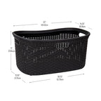 Mind Reader 40L Laundry Basket, Clothes Hamper, Premium Wicker Design, Plastic, Set of 2, Black