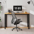 Need Small Desk, 39.4 inches Sturdy Writing Desk for Small Spaces, Teens Computer Desks Study Table Laptop Home Ofice, Black Metal Frame, Teak