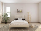 Low Profile Upholstered Platform Bed,Queen Beds with Beige(Linen)