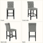 GOTMINSI 24 Inch Bar Stools for Kitchen Island, Set of 2 Fabric Barstools Upholstered Back Counter Bar Stools with Button Tufted Decoration Leisure Style Wooden Bar Chairs(Grey)