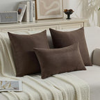 FUTEI Dark Coffee Chenille Throw Pillow Covers 26x26 Inch Set of 2,Soft Wide Chevron Textured Euro Pillow Shams,Farmhouse Home Decor for Couch Bed Living Room
