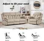 CANMOV Recliner Sofa Set, Oversize Power Lift Recliner Chair and Manual Loveseat with Overstuffed Armrest for Living Room,Bedroom Furniture,Office,1+3 Seat Light Brown