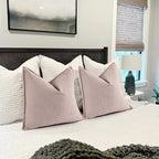 ZWJD Dusty Pink Pillow Covers 18x18 Set of 2 Chenille Throw Pillow Covers with Elegant Design Soft and Luxurious Decorative Throw Pillows for Couch, Bed, and Home Decor