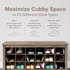 Prepac White Shoe Cabinet, Entryway Bench, Mud Room Organization and Storage Bench with 18 Shoe Cubbies 16"D x 48"W x 24"H